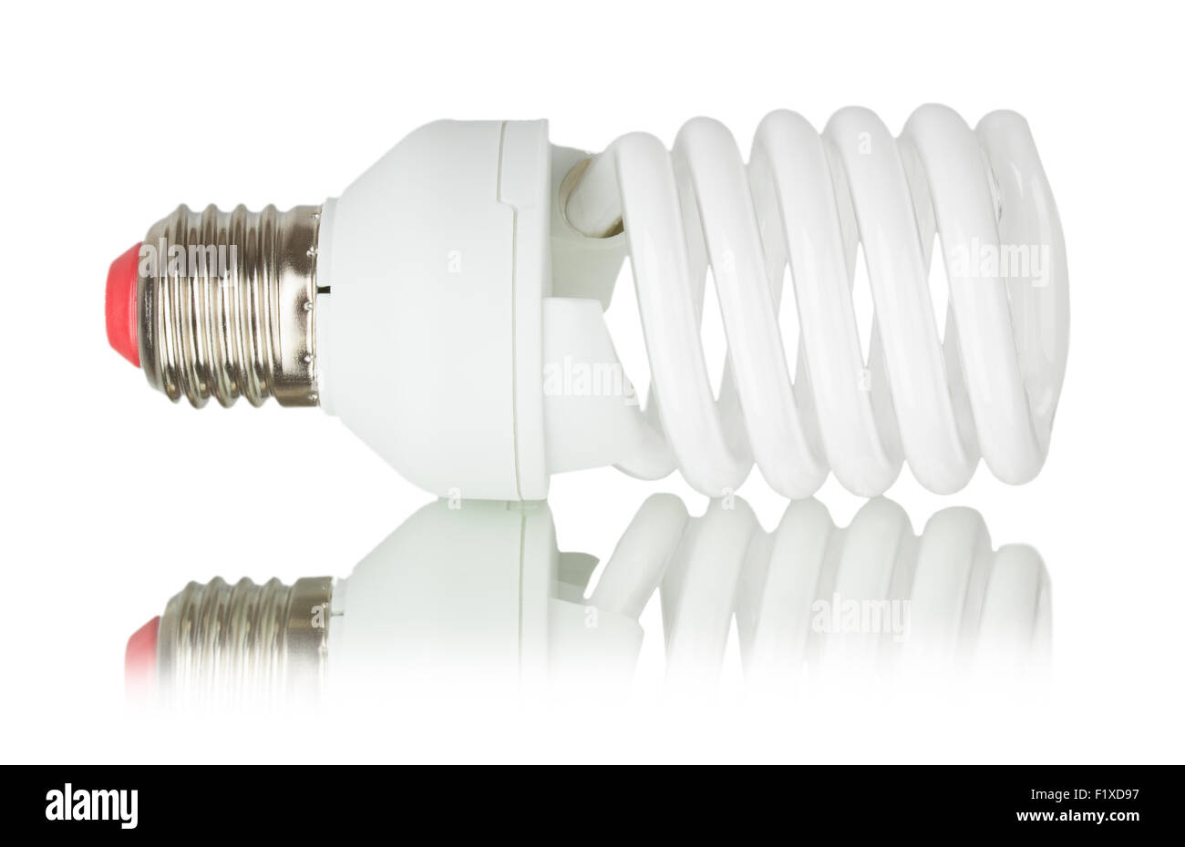 Bianco Lampada a risparmio energetico. Immagine su sfondo bianco. Foto Stock