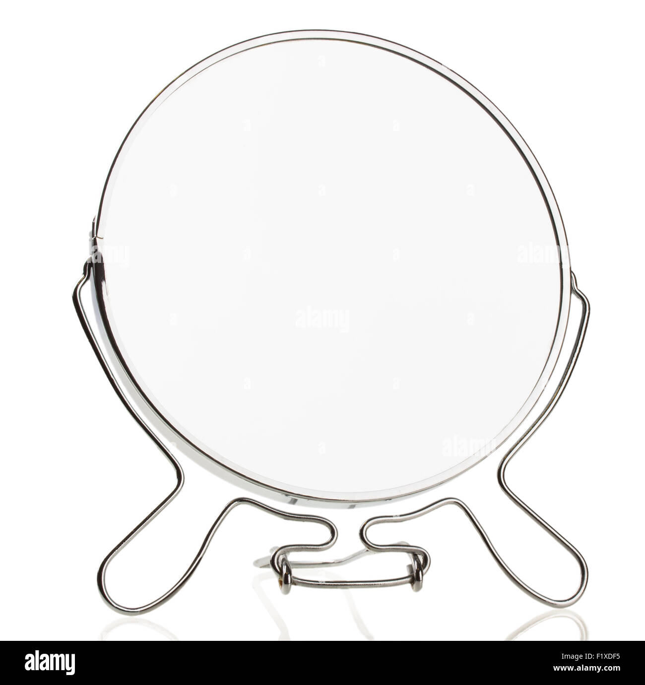 Specchietto di cortesia su uno sfondo bianco. Foto Stock