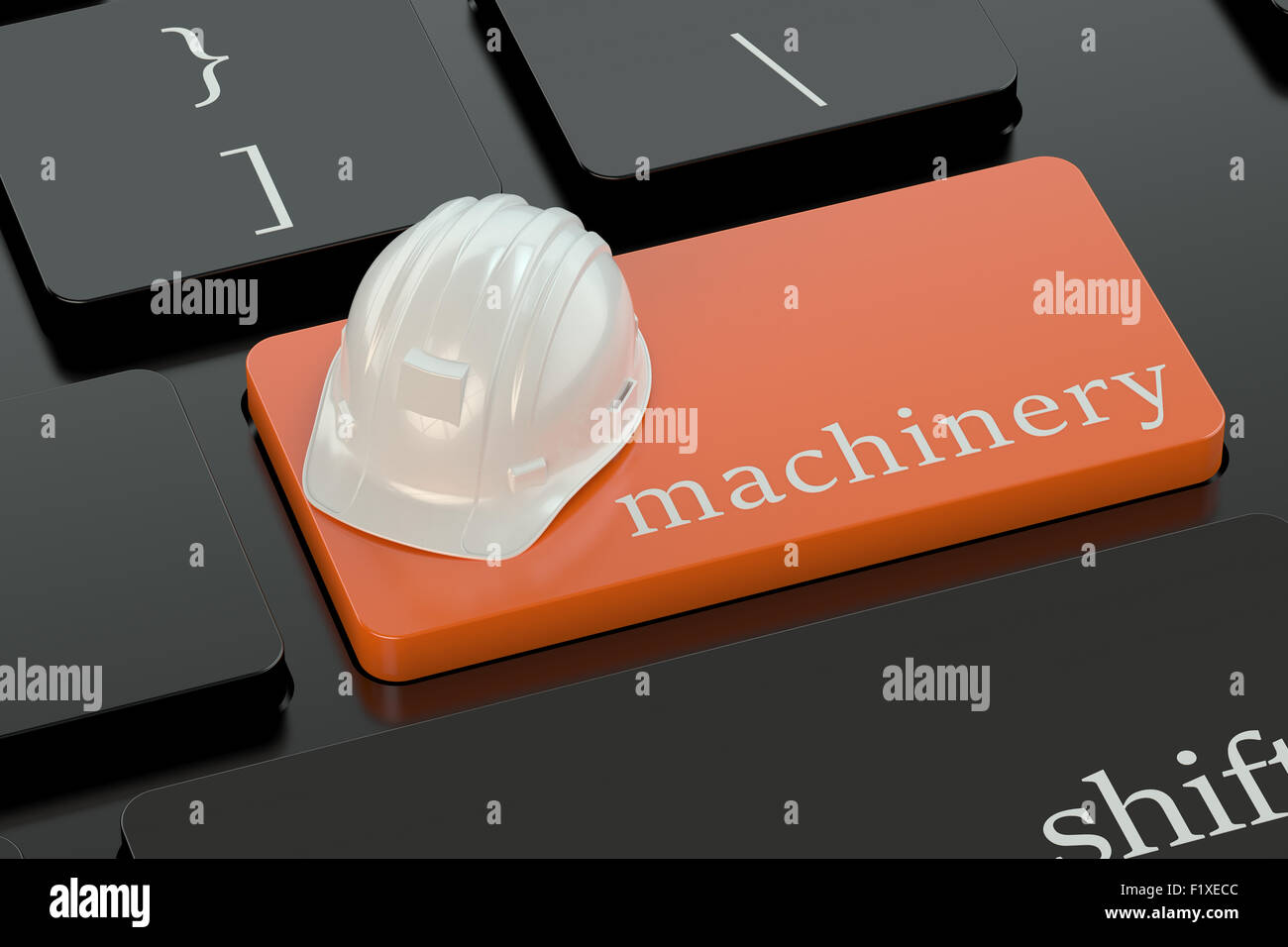 Concetto di macchine su orange pulsante tastiera Foto Stock