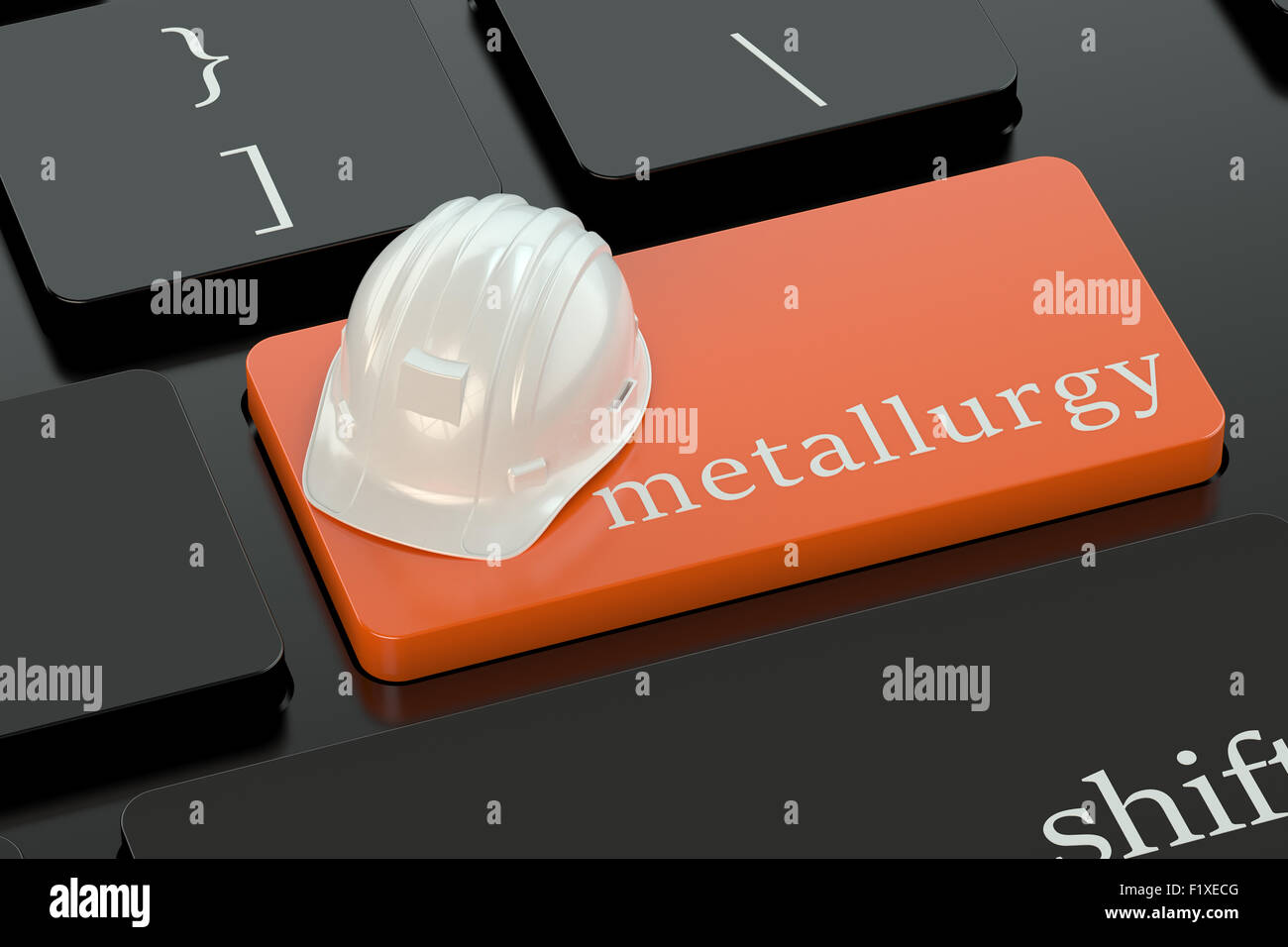 Concetto di metallurgia su orange pulsante tastiera Foto Stock