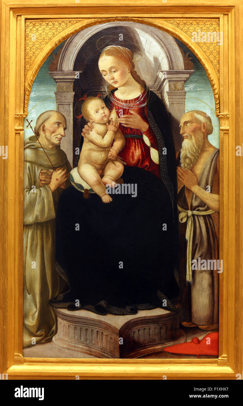 Biagio d'Antonio Tucci: Madonna con Bambino e San Francesco e Girolamo, Vecchi Maestri raccolta, a Zagabria in Croazia Foto Stock