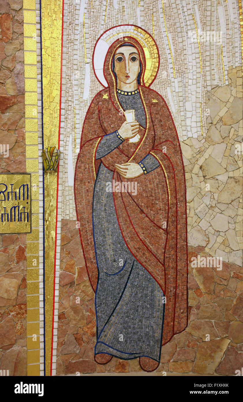 Vergine Maria, mosaico, Cappella nel monastero delle Suore della Carità di san Vincenzo de Paoli a Rijeka, Croazia Foto Stock
