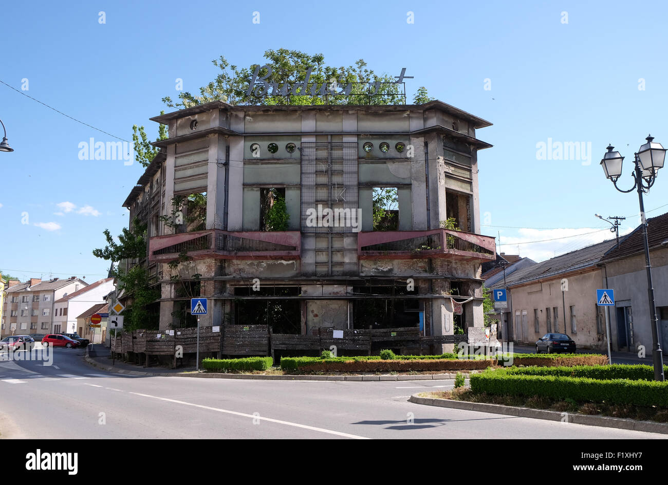 Distrutto casa come conseguenze della guerra. Il croato guerra di indipendenza è stata combattuta dal 1991 al 1995 in Pakrac, Croazia Foto Stock