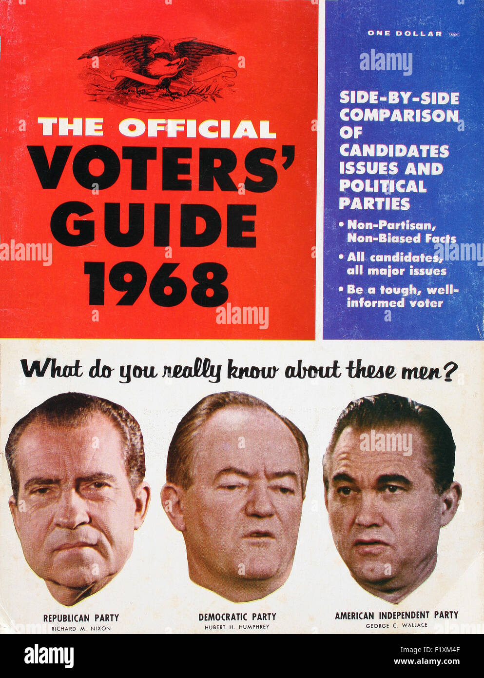 1968 U.S. Gli elettori presidenziali guida che mostra i ritratti di Richard M. Nixon, Hubert H. Humphrey e George Wallace C. Foto Stock