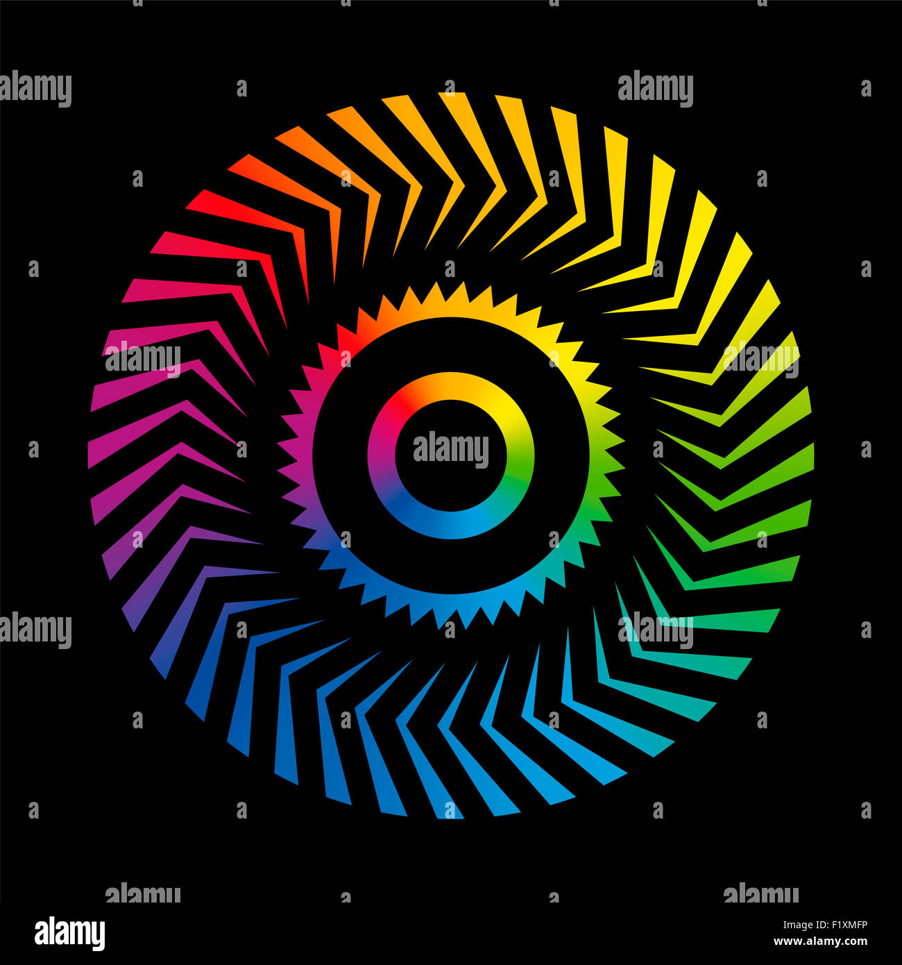 Circolare pattern colorati. Immagine su sfondo nero. Foto Stock