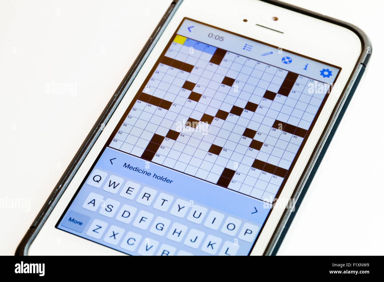 Crossword puzzle game su schermo di iPhone - USA Foto Stock