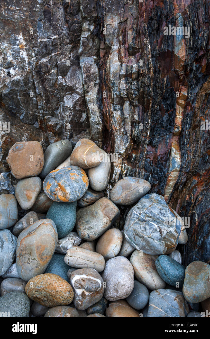 Estratto naturale di dettaglio sulla spiaggia Abermawr in Pembrokeshire, Galles. Foto Stock