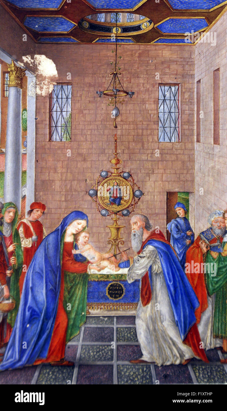 Matteo da Milano: miniature del breviario di Alfonso I d'Este: circoncisione di Cristo Foto Stock