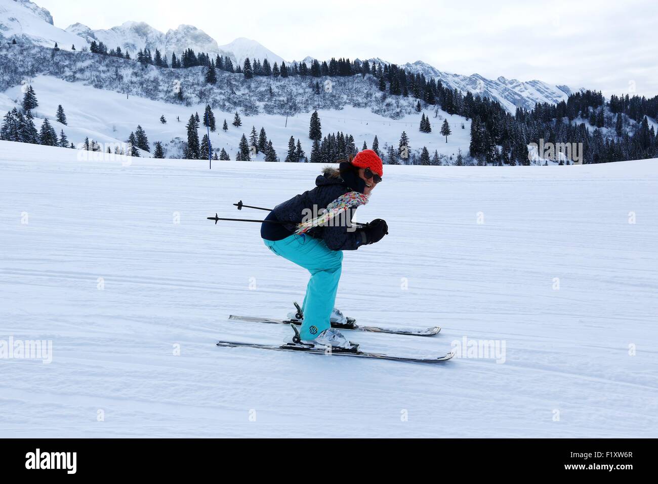 Francia, Haute Savoie, Le Grand Bornand, La Duche, ski area Foto Stock