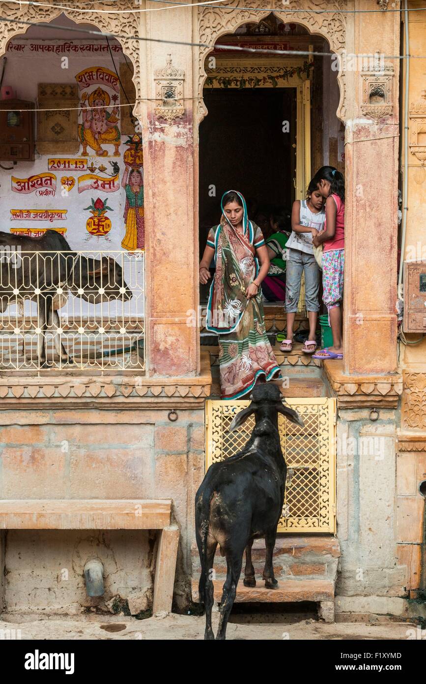 India Rajasthan, Jaisalmer, scene di strada Foto Stock