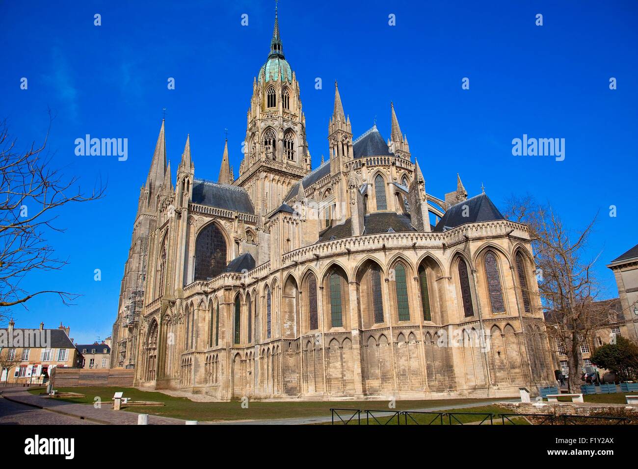 Francia, Calvados, Bayeux, la cattedrale di Notre Dame Foto Stock