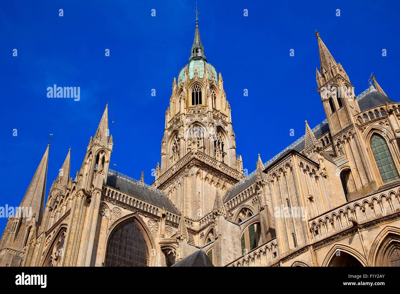 Francia, Calvados, Bayeux, la cattedrale di Notre Dame Foto Stock