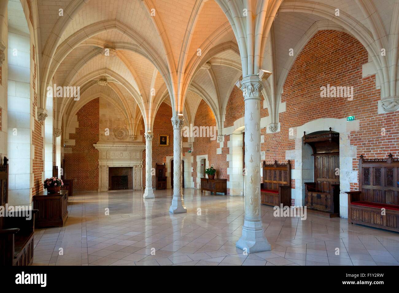 Francia, Indre et Loire, la Valle della Loira sono classificati come patrimonio mondiale dall' UNESCO, Chateau d'Amboise, la sala del Consiglio Foto Stock