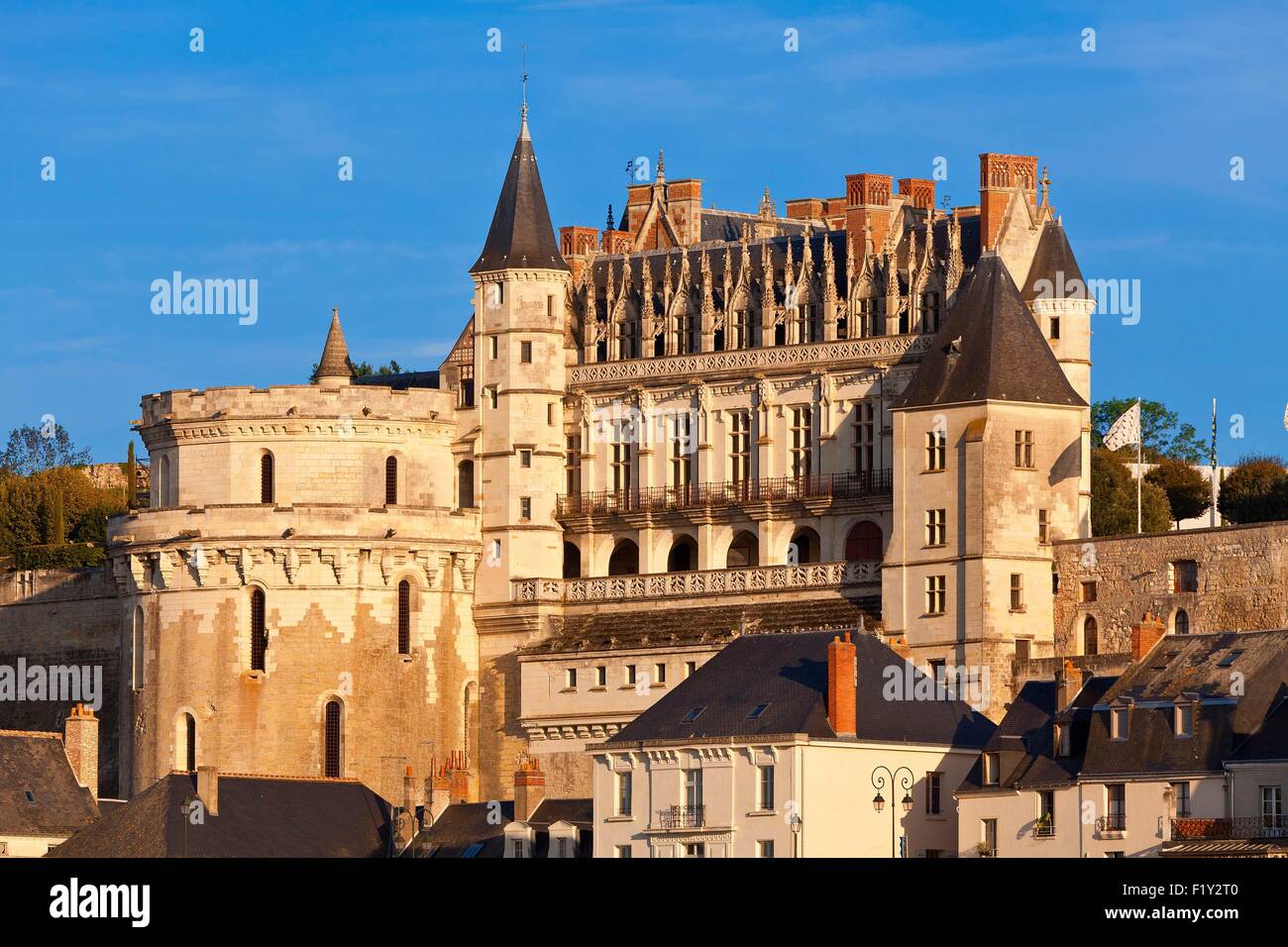 Francia, Indre et Loire, la Valle della Loira sono classificati come patrimonio mondiale dall' UNESCO, Chateau d'Amboise Foto Stock