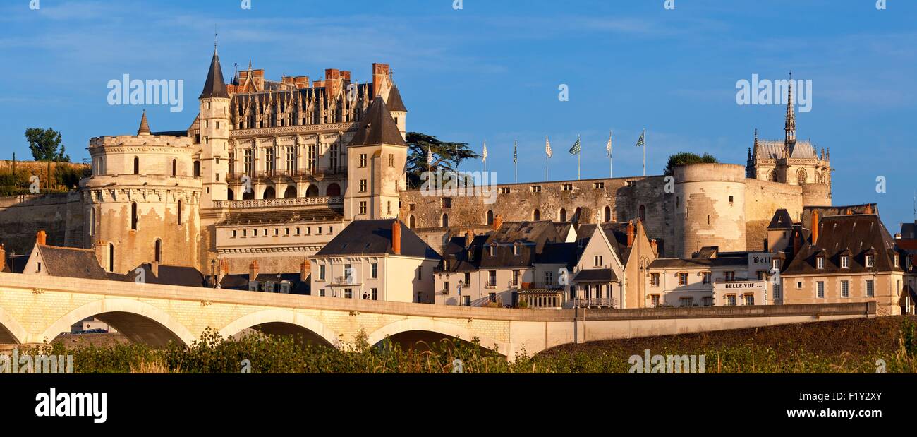Francia, Indre et Loire, la Valle della Loira sono classificati come patrimonio mondiale dall' UNESCO, Chateau d'Amboise Foto Stock