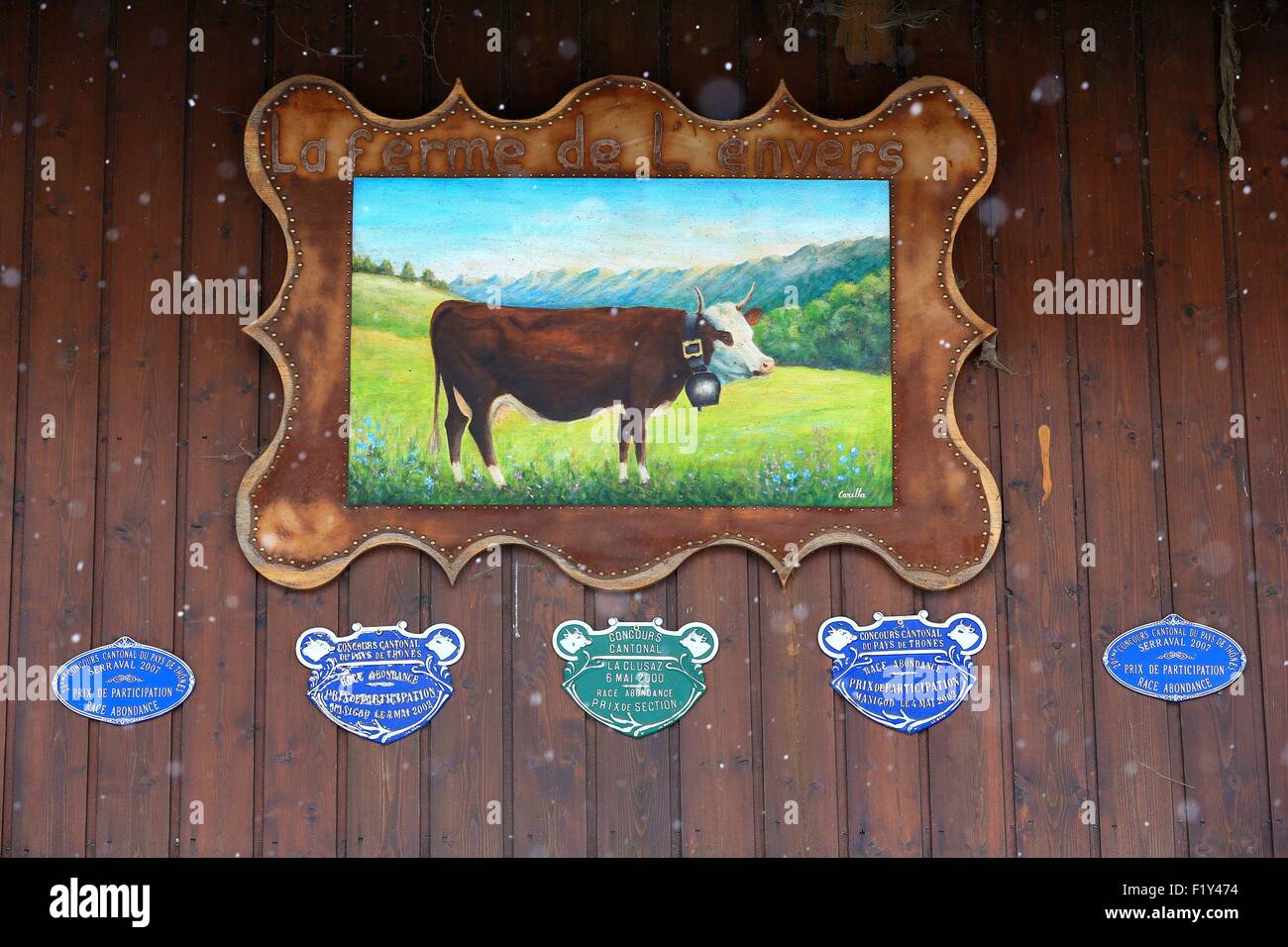 Francia, Haute Savoie, Le Grand Bornand, azienda agricola Envers Foto Stock