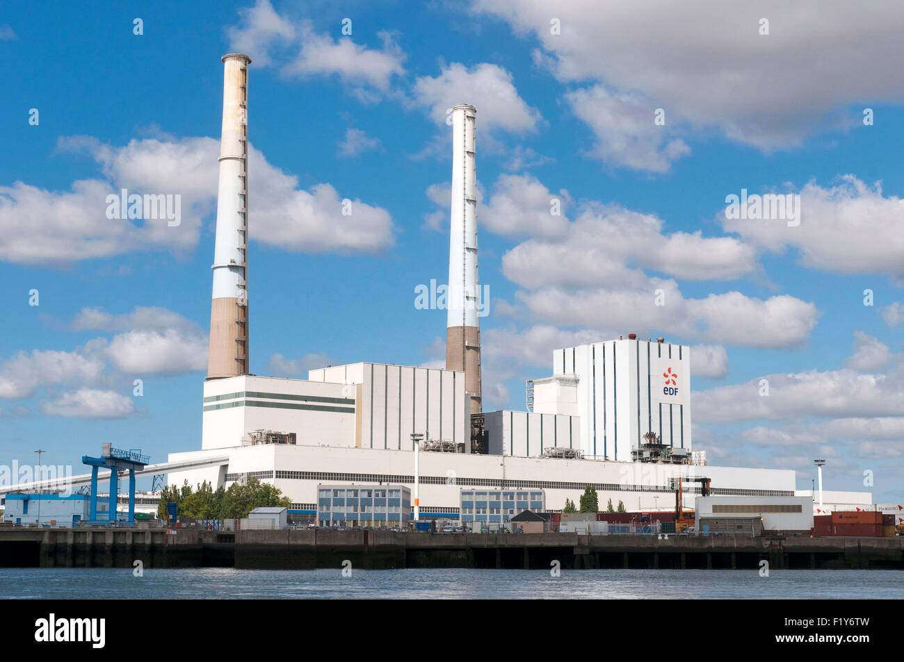Francia, Seine Maritime, Le Havre, EDF centrali a carbone vegetale Foto Stock