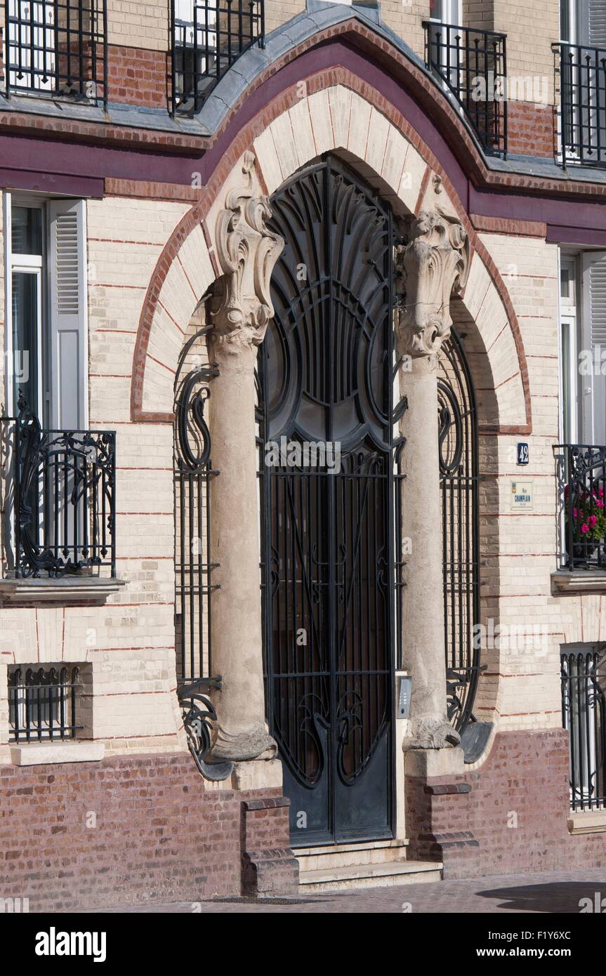 Francia, Seine Maritime, Le Havre, Champlain Street, Braque porta della casa dell'architetto William Cargill Foto Stock