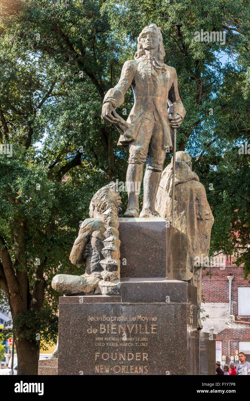 Stati Uniti, Louisiana, New Orleans, quartiere francese, Jean Baptiste Le Moyne fondatore di New Orleans Foto Stock