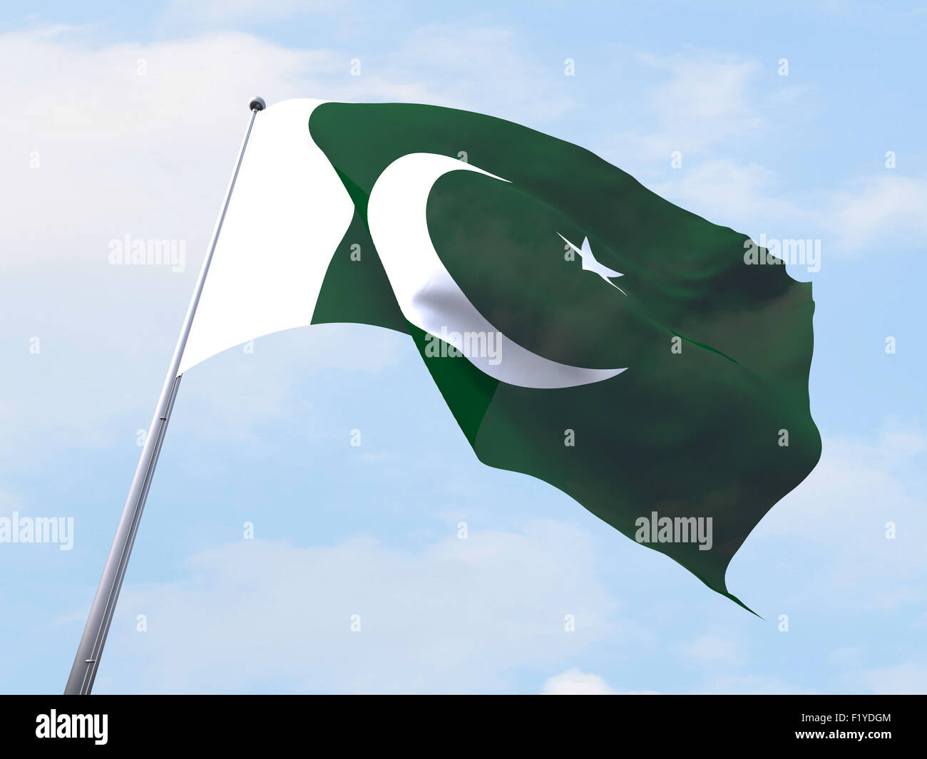 Il Pakistan bandiera sul cielo chiaro. Foto Stock