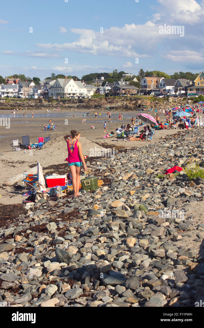 York beach con lucertole da mare. York, Maine, Stati Uniti d'America. Foto Stock