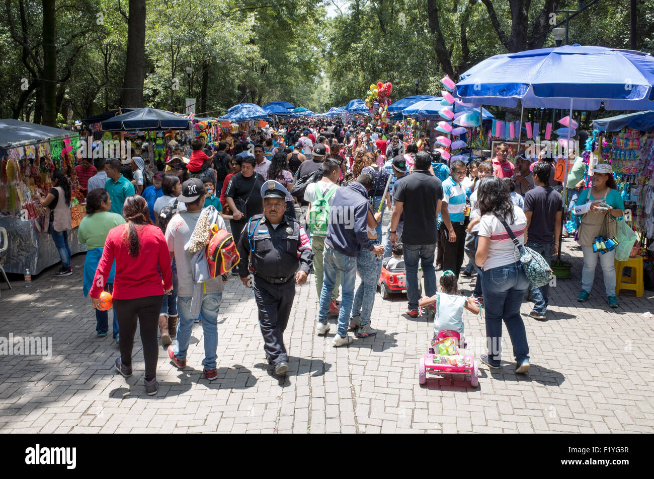 CITTÀ DEL MESSICO, Messico — il Parco Chapultepec, spesso definito come i "polmoni di Città del Messico", offre una boccata d'aria fresca in mezzo alla vivace metropoli. Essendo uno dei più grandi parchi cittadini dell'emisfero occidentale, è un importante sito ecologico, culturale e storico che funge da centro ricreativo sia per la gente del posto che per i turisti. Foto Stock
