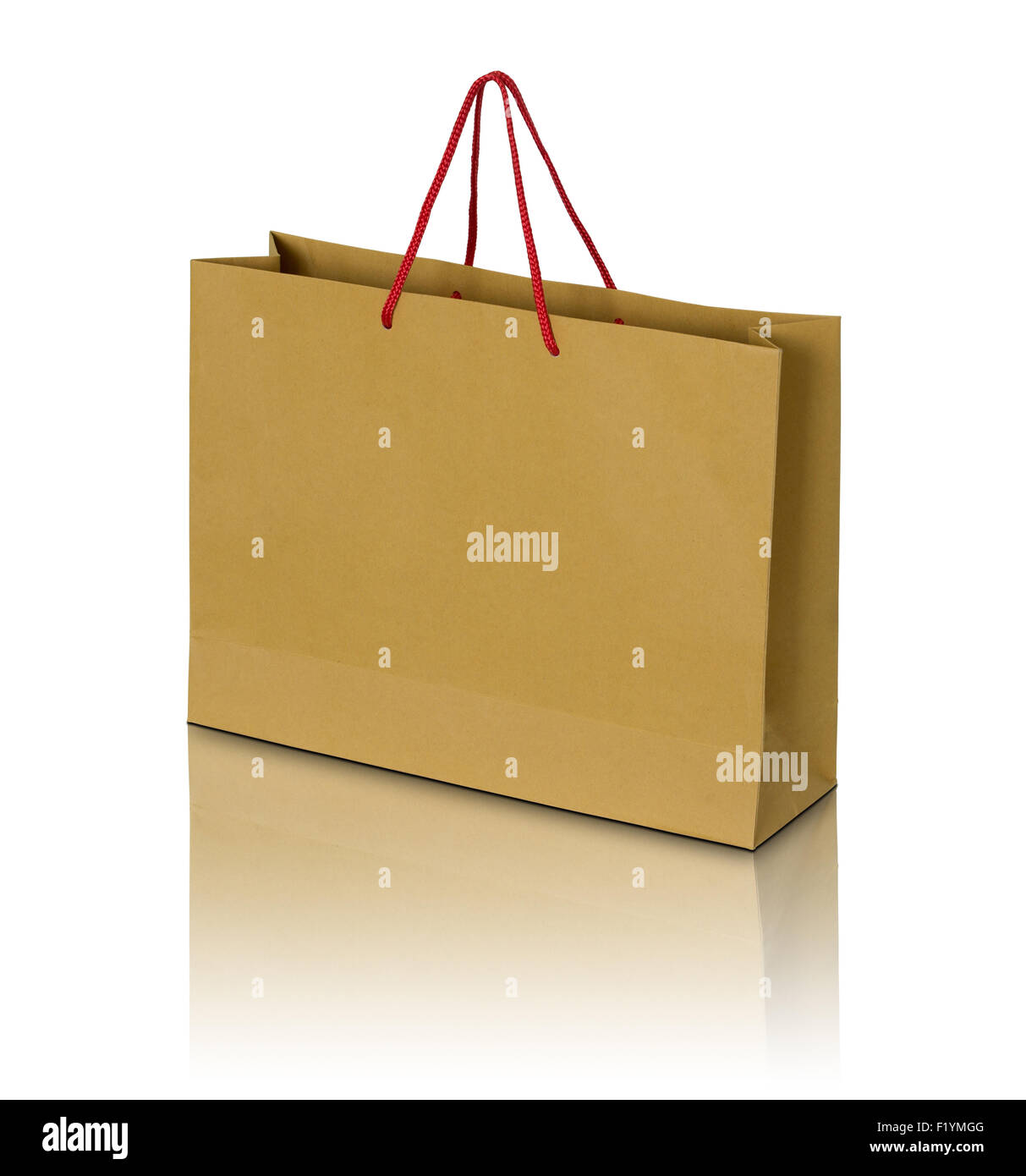 Carta marrone borsa su sfondo bianco Foto Stock