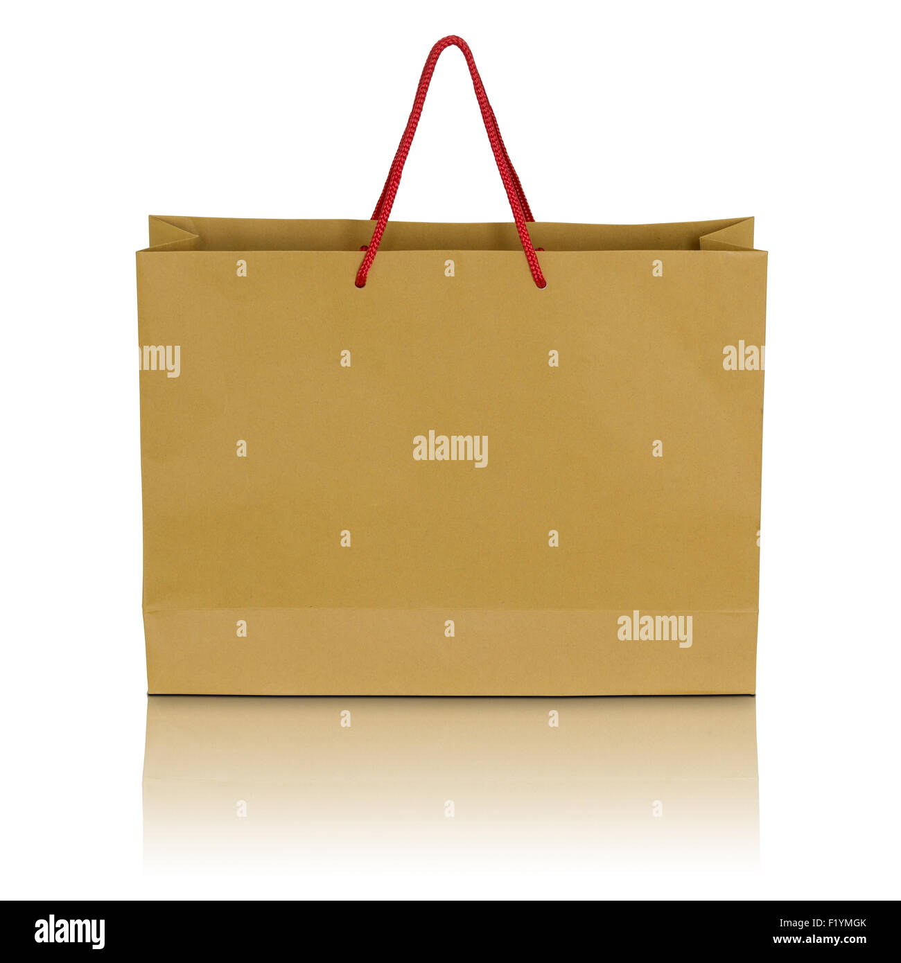 Carta marrone borsa su sfondo bianco Foto Stock