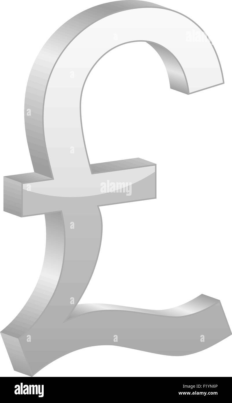 Grigio a British pound simbolo su uno sfondo bianco. Illustrazione Vettoriale. Illustrazione Vettoriale