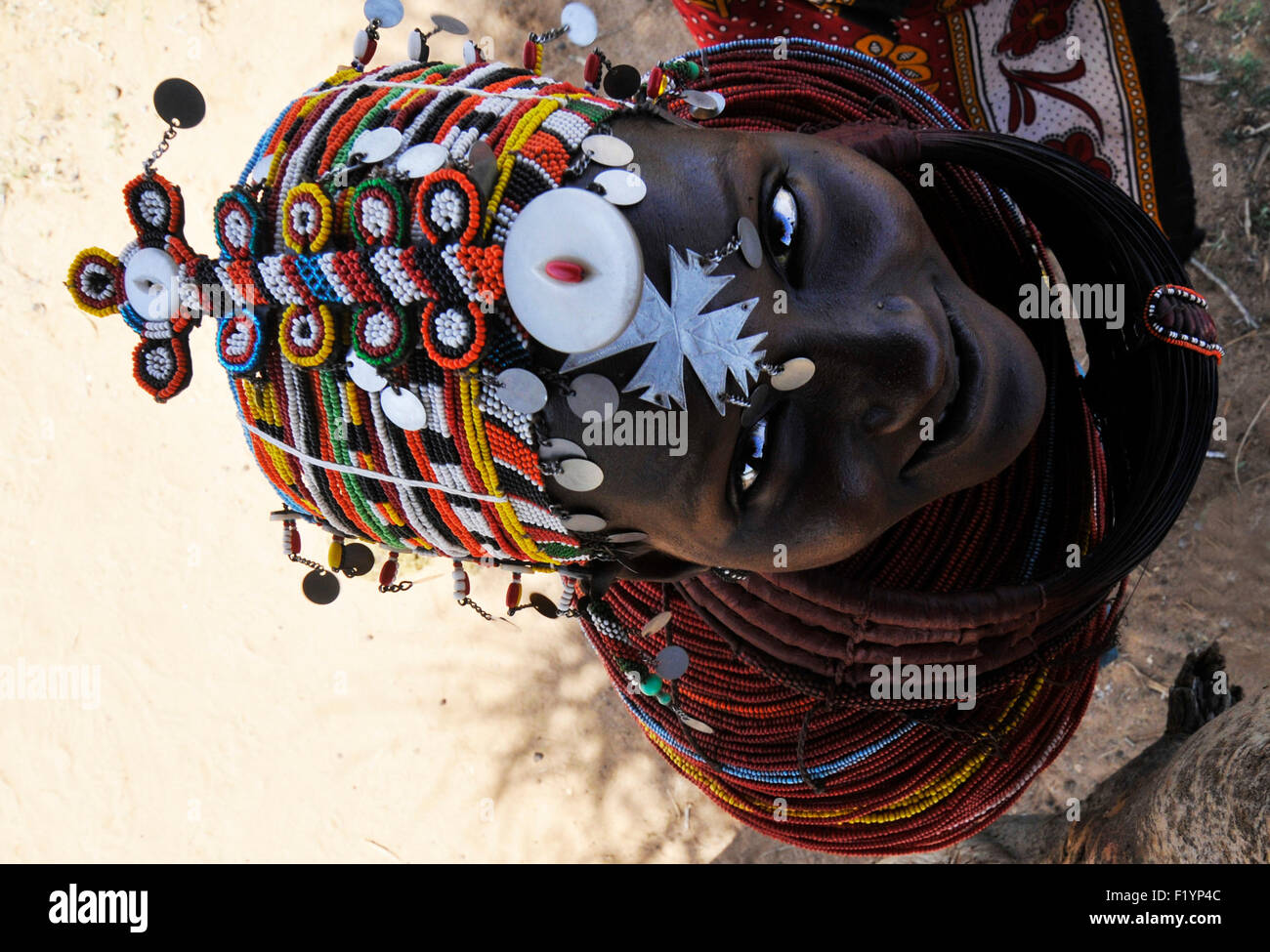 Una donna Rendille dal nord del Kenya. Foto Stock