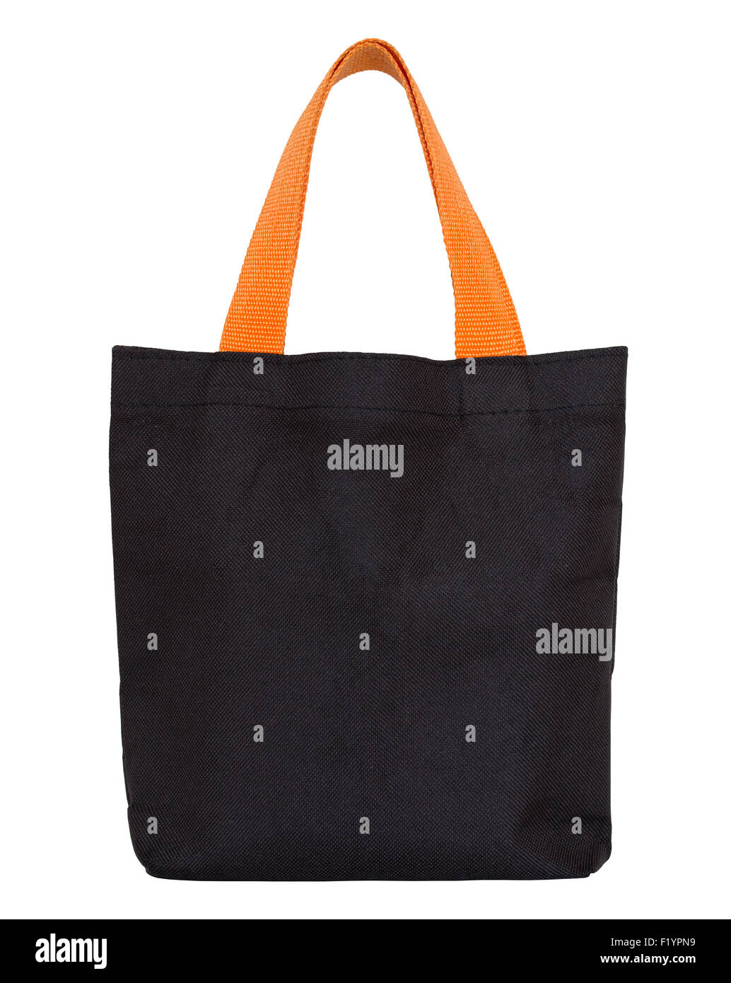 Nera borsa in tessuto isolato su bianco con tracciato di ritaglio Foto Stock