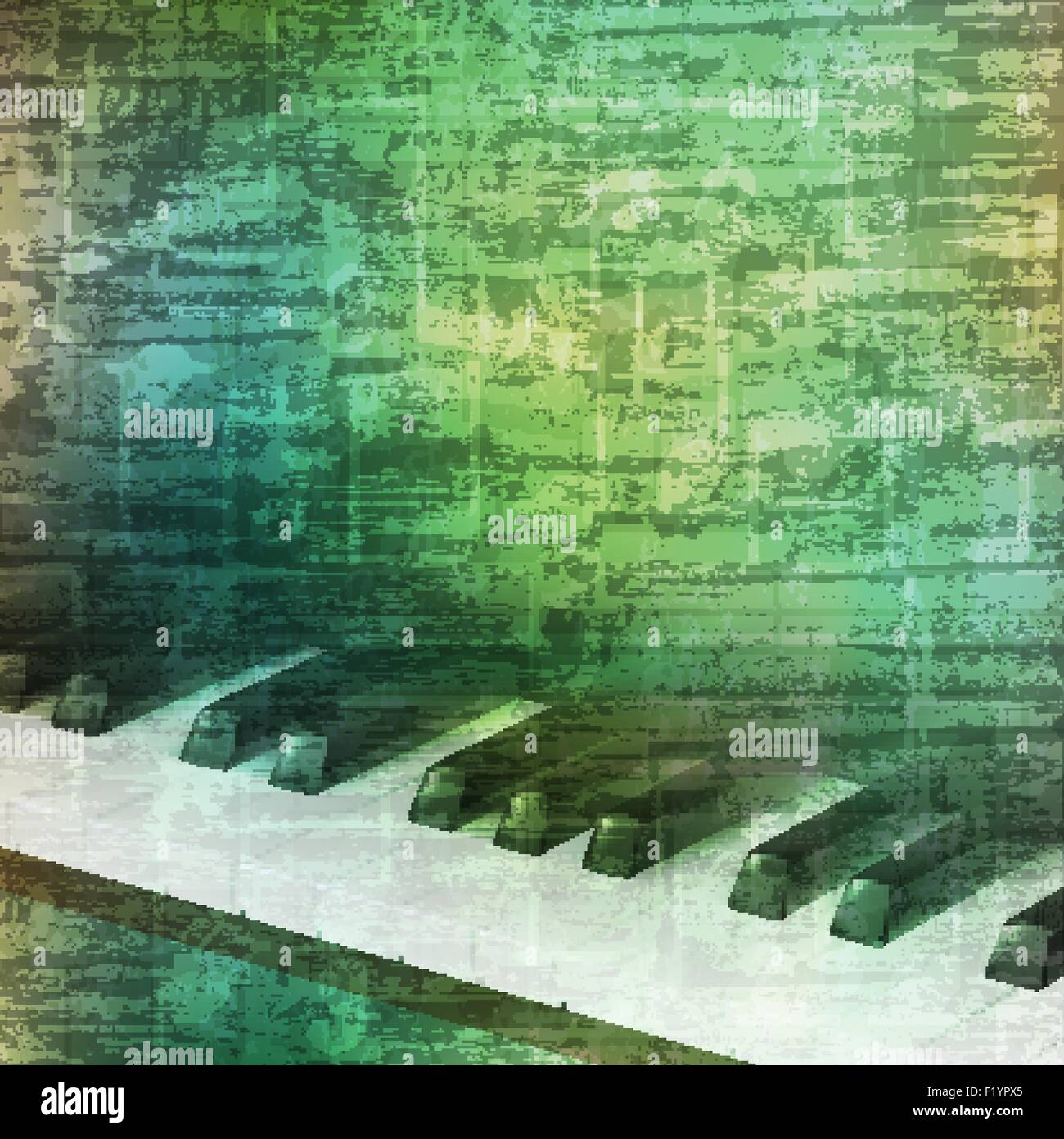 Abstract musica vintage grunge sfondo con tasti di pianoforte illustrazione vettoriale Illustrazione Vettoriale