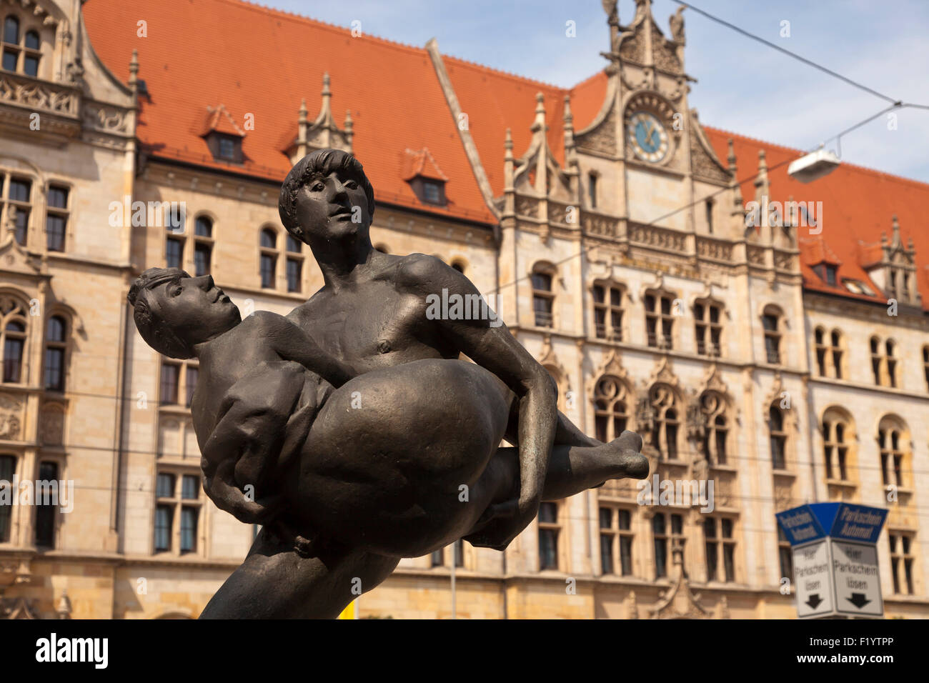 Corte edificio e ex post office, di Magdeburgo, Sassonia- Anhalt, Germania Foto Stock