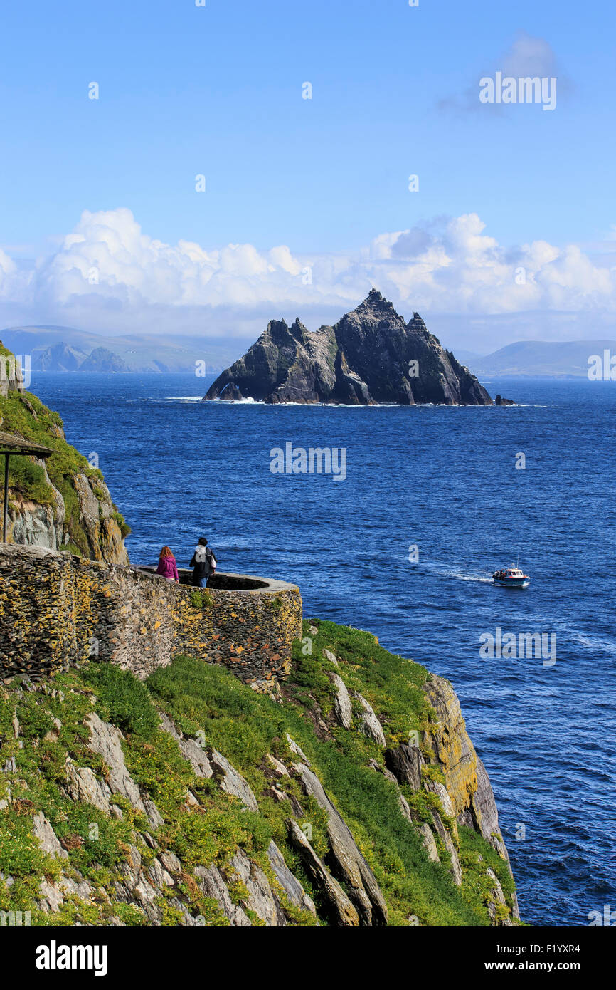 Skellig Michael isola dell' Irlanda Foto Stock