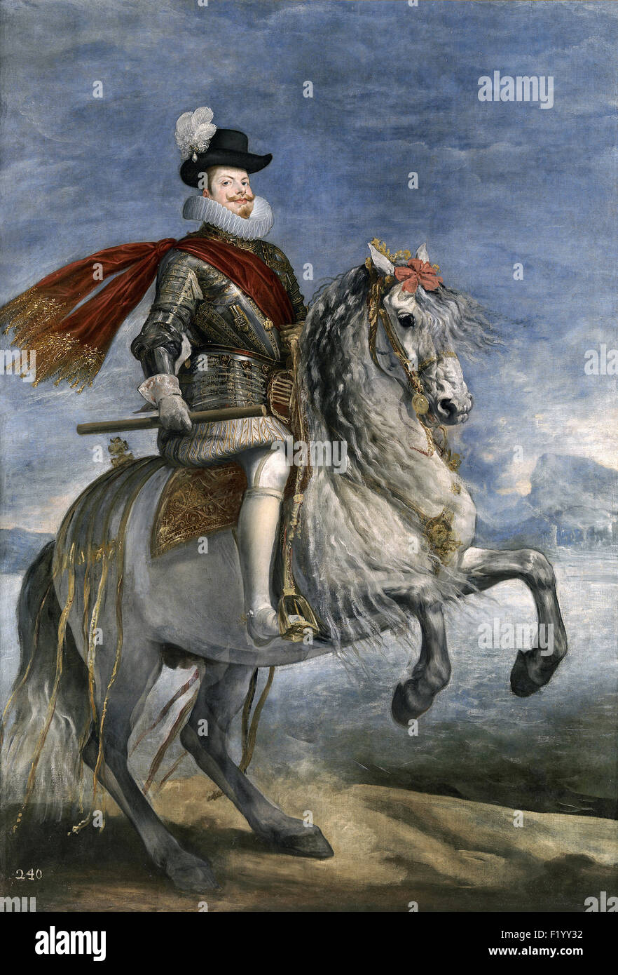Diego Velázquez - Filippo III a cavallo Foto Stock