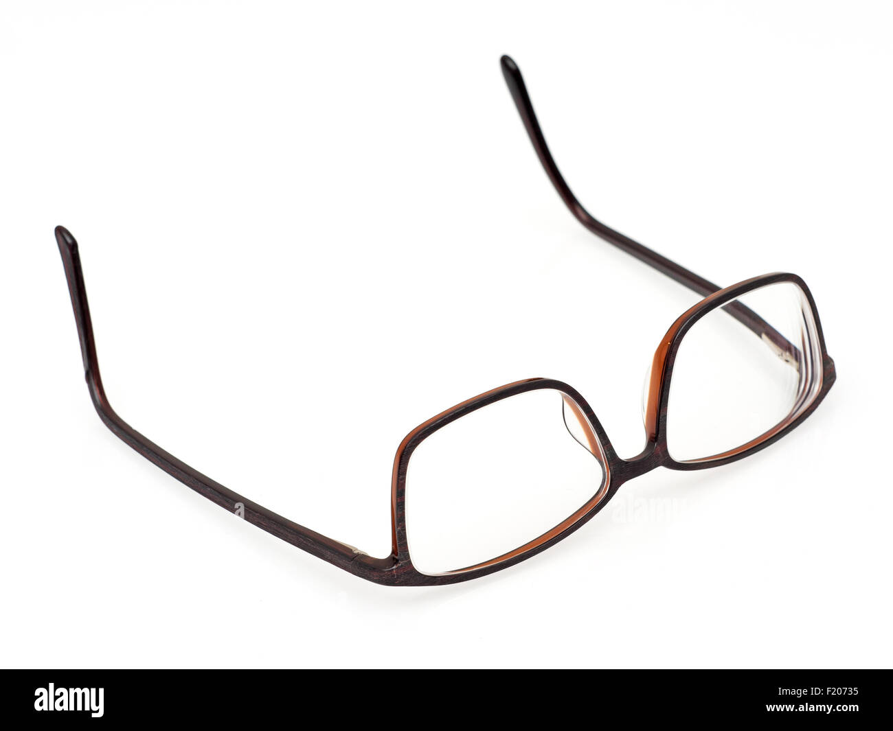 Brille auf weißem Hintergrund Foto Stock