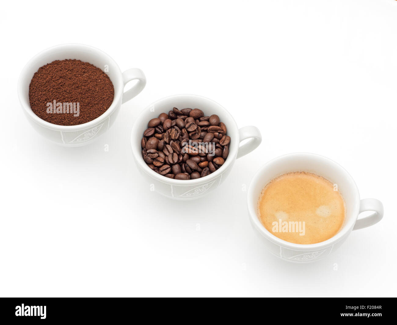 3 Tassen mit Kaffee Foto Stock