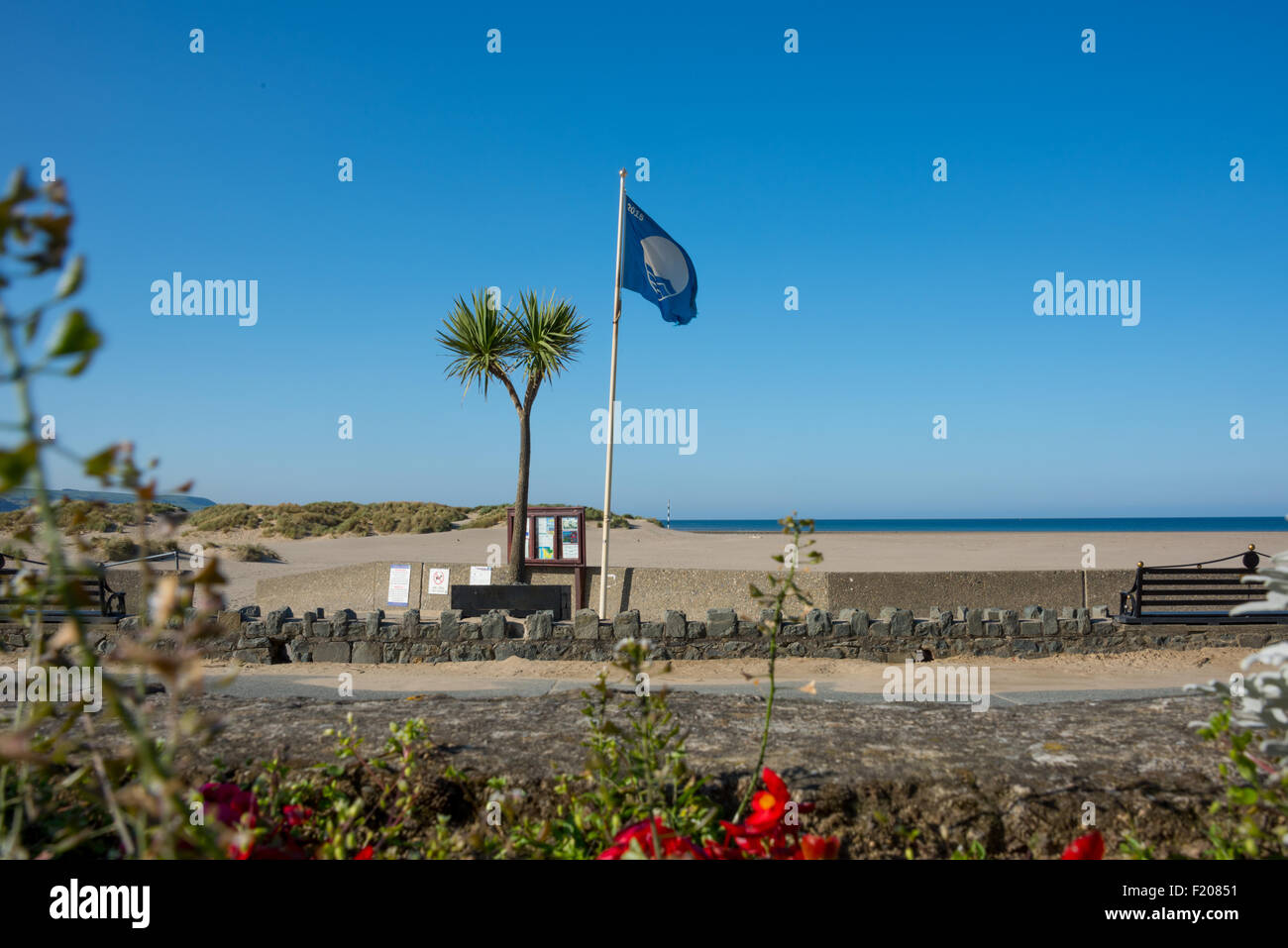 Bandiera Blu Europea beach 2015 a Blaenau Ffestiniog gwynedd Wales UK Foto Stock