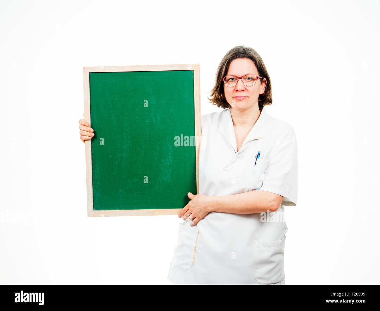 Krankenschwester mit Tafel Foto Stock