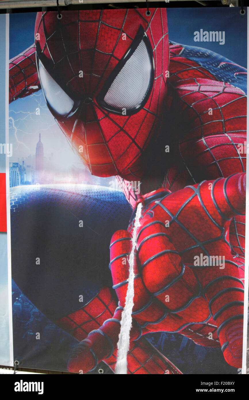 Werbeplakate fuer den Spielfilm 'Spiderman', Berlino. Foto Stock