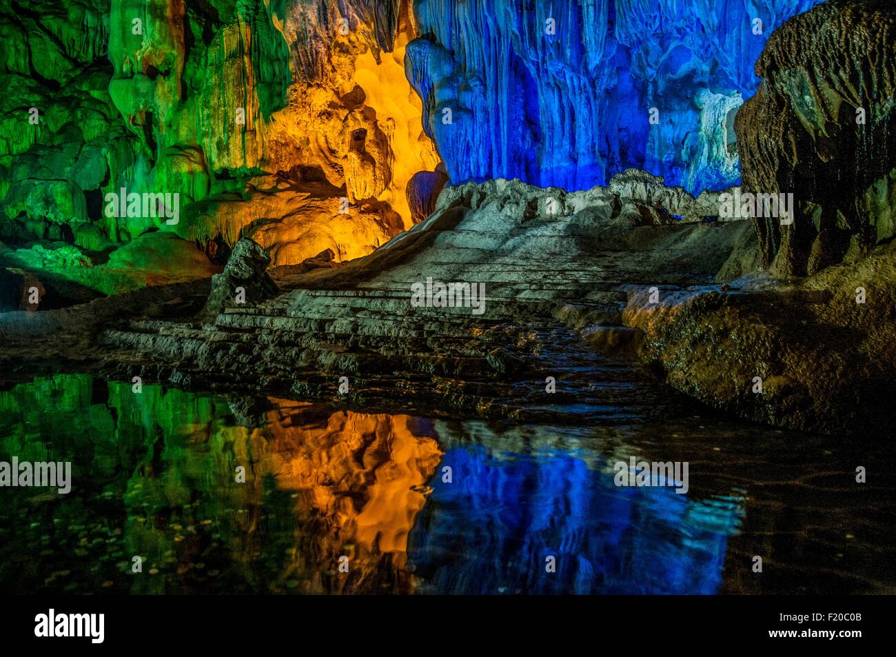 Hang Dau Go (pali in legno cave) Quang Ninh Provincia, Vietnam Foto Stock