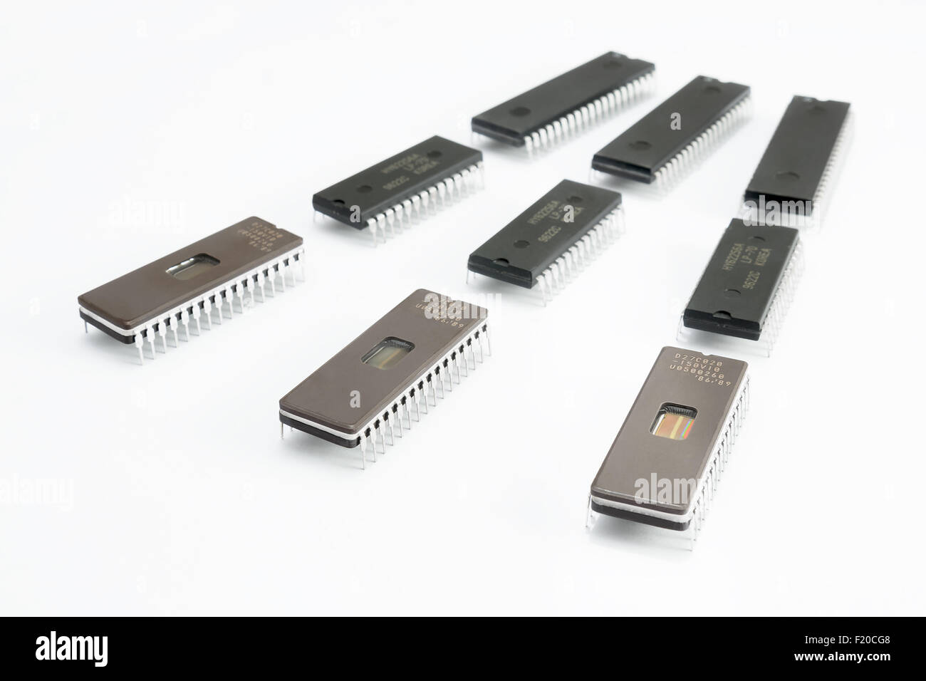 Vari tipi di chip isolato su bianco Foto Stock