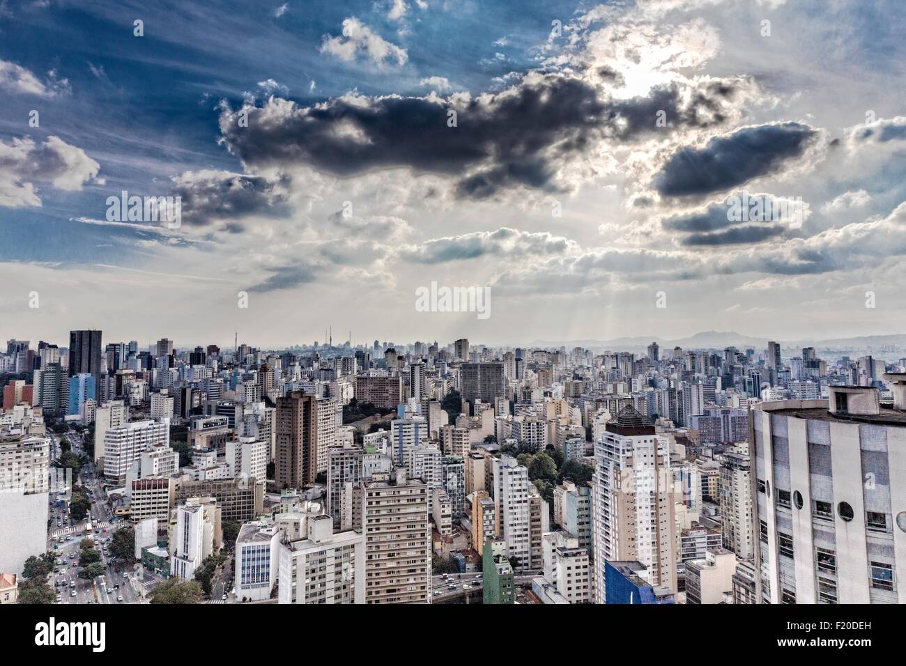 Vista della città di grattacieli, Sao Paulo, Brasile Foto Stock