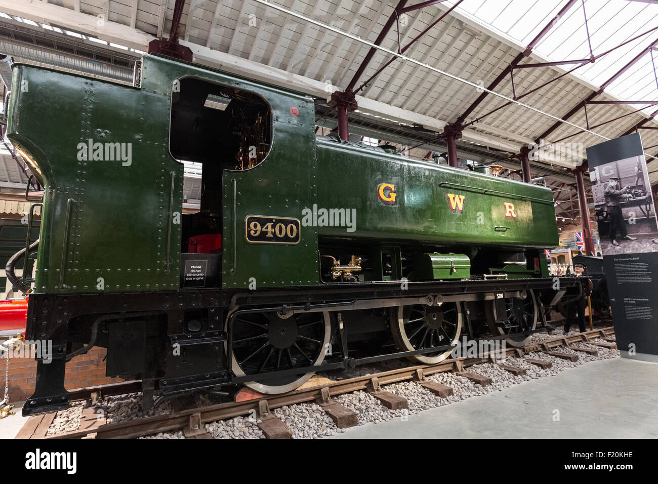 Great Western Railway 9400 è un 0-6-0 bauletto serbatoio locomotiva a vapore utilizzati per lo smistamento e dazi bancario. Swindon Railway Museum Foto Stock