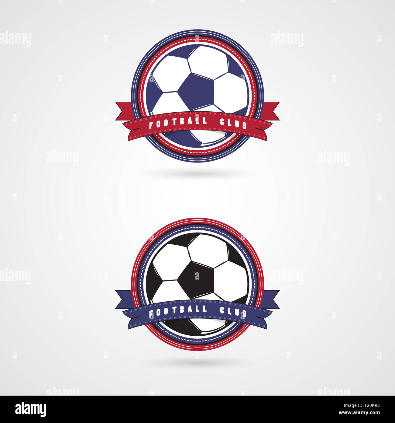 Soccer Football distintivo logo design templates.Sport team identity.Raccolta di soccer themed T shirt grafica. Foto Stock