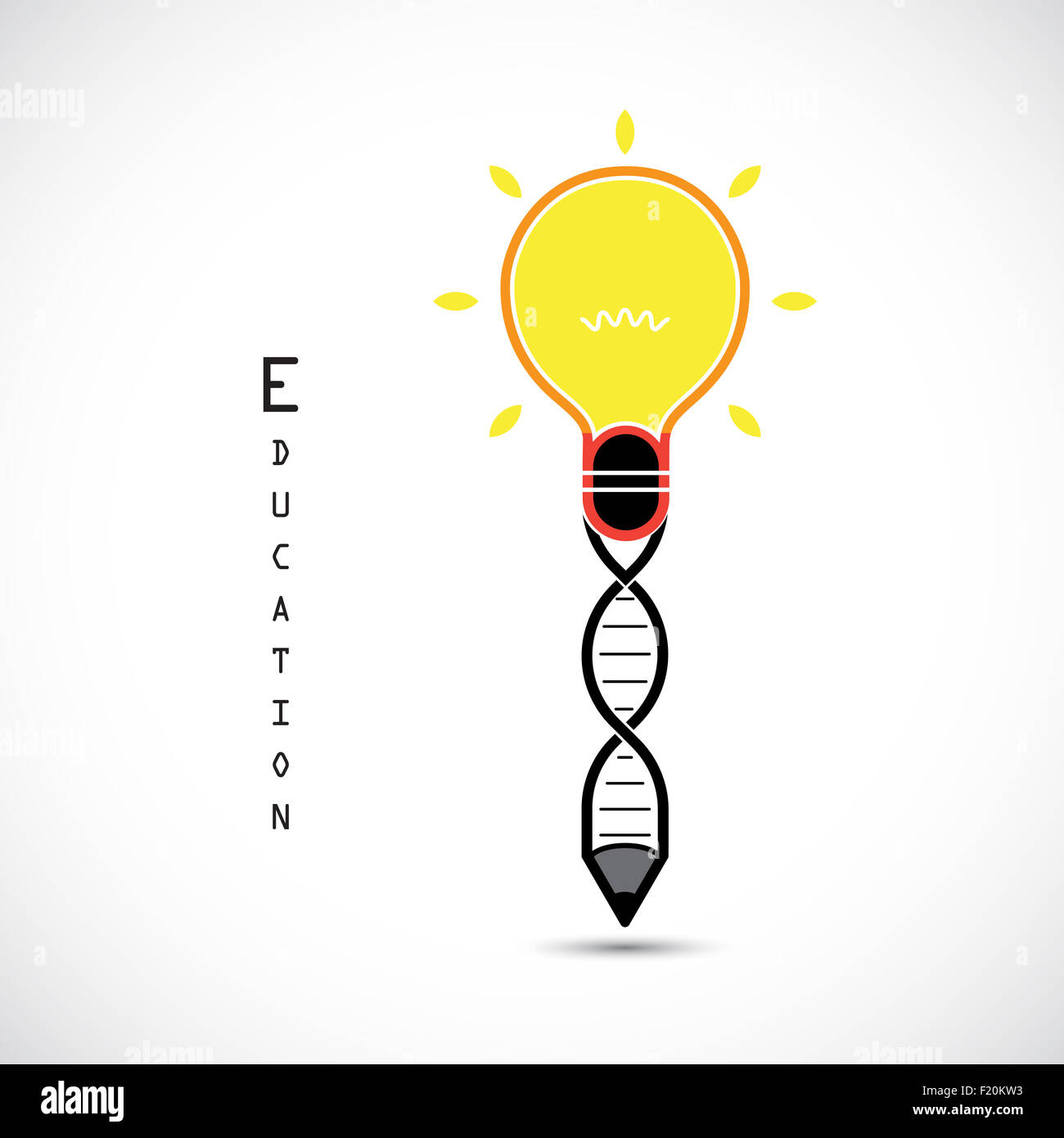 Lampadina creativa idea concetto a matita e simbolo di DNA. L'istruzione e la concezione di business. Foto Stock