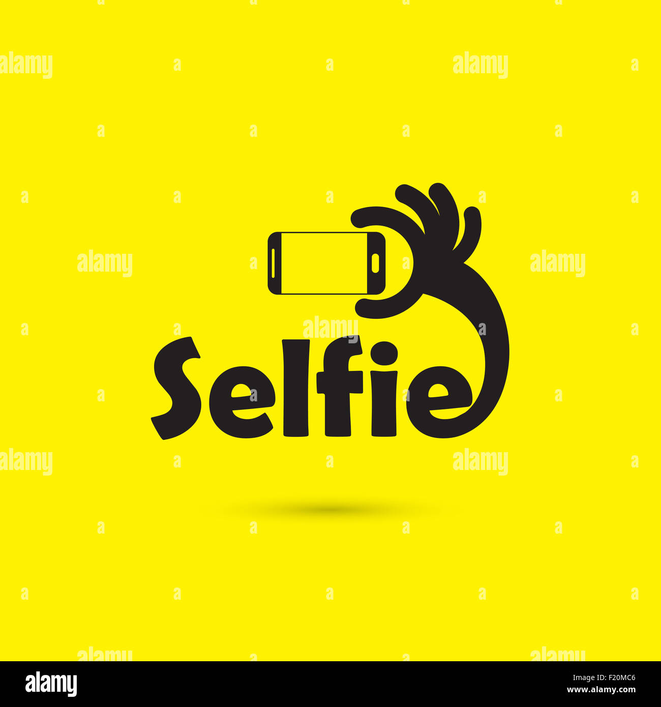 Tenendo selfie foto ritratto su smart phone concetto icona. Selfie concept design di elemento. Foto Stock