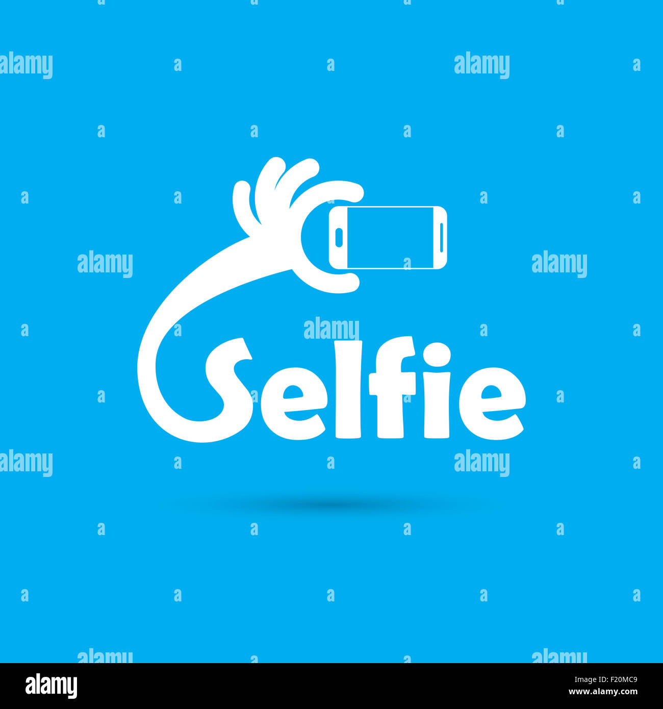 Tenendo selfie foto ritratto su smart phone concetto icona. Selfie concept design di elemento. Foto Stock
