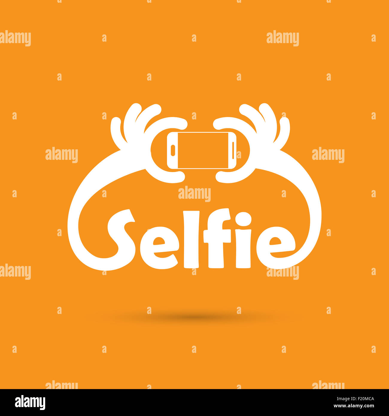 Tenendo selfie foto ritratto su smart phone concetto icona. Selfie concept design di elemento. Foto Stock