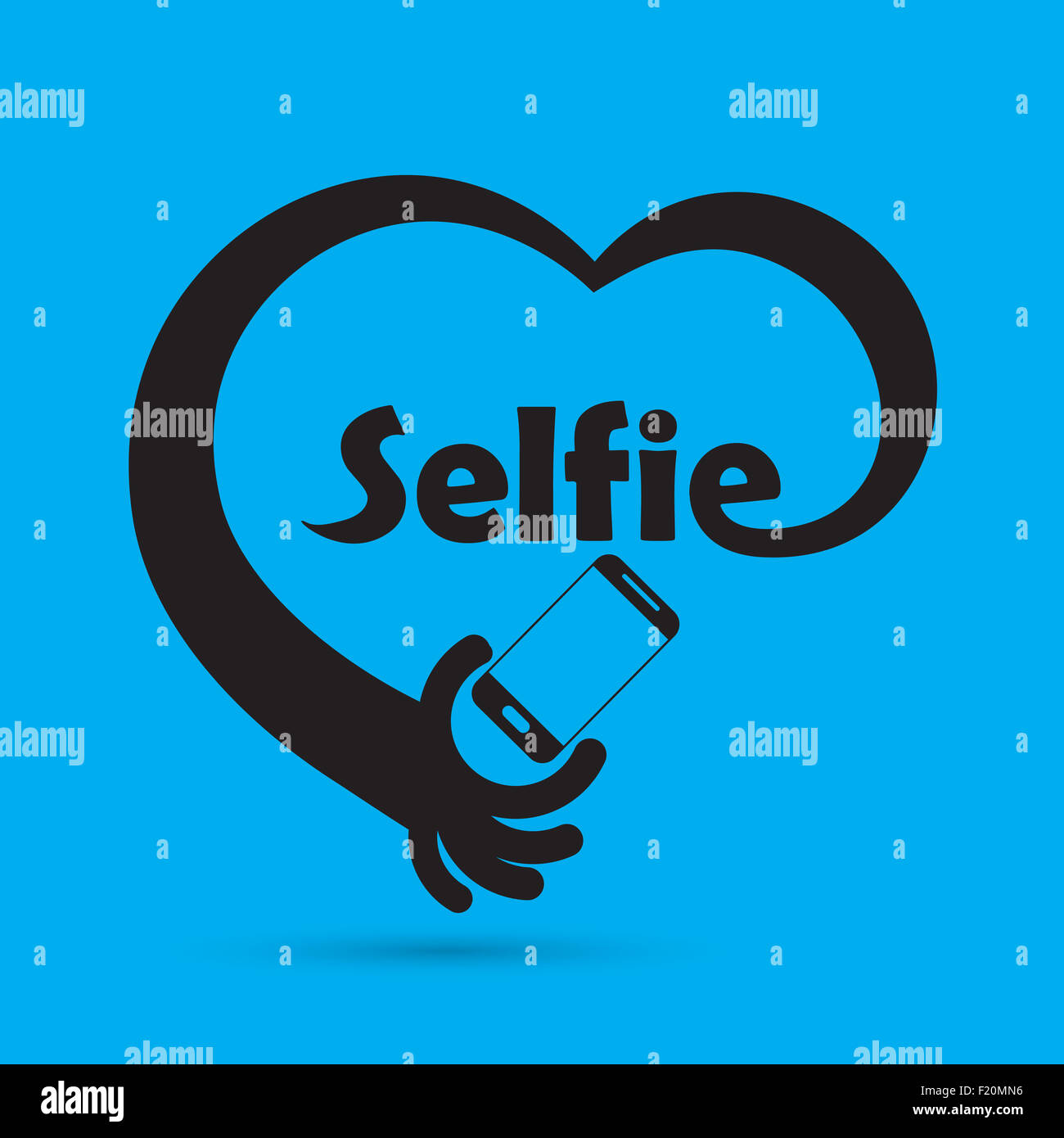 Tenendo selfie foto ritratto su smart phone concetto icona. Selfie concept design di elemento. Illustrazione Vettoriale Foto Stock